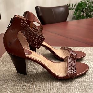 Frye Leather Brown High Heeled Sandal